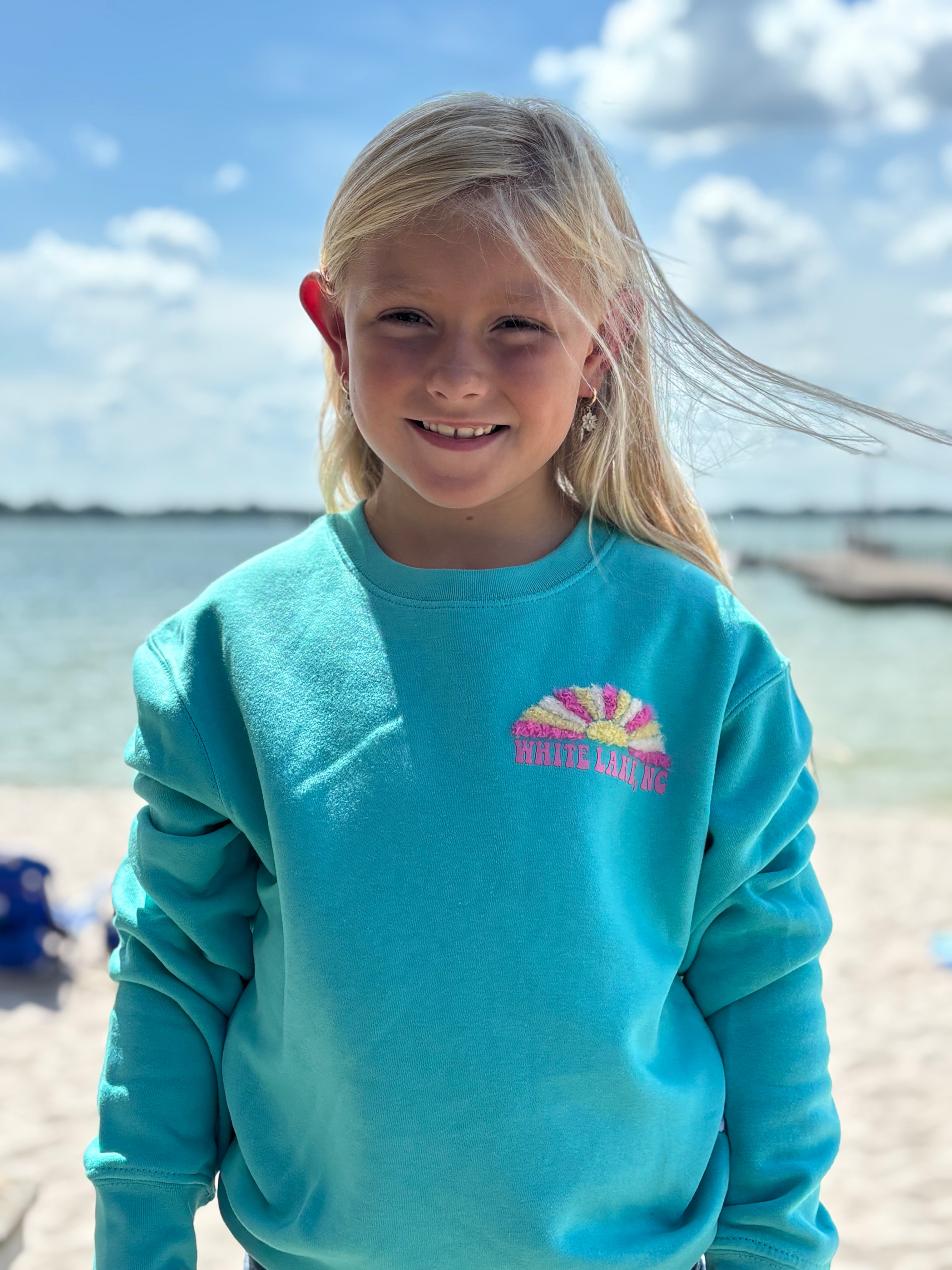 White Lake Crewneck Toddler- Chasing Sunsets Island Blue