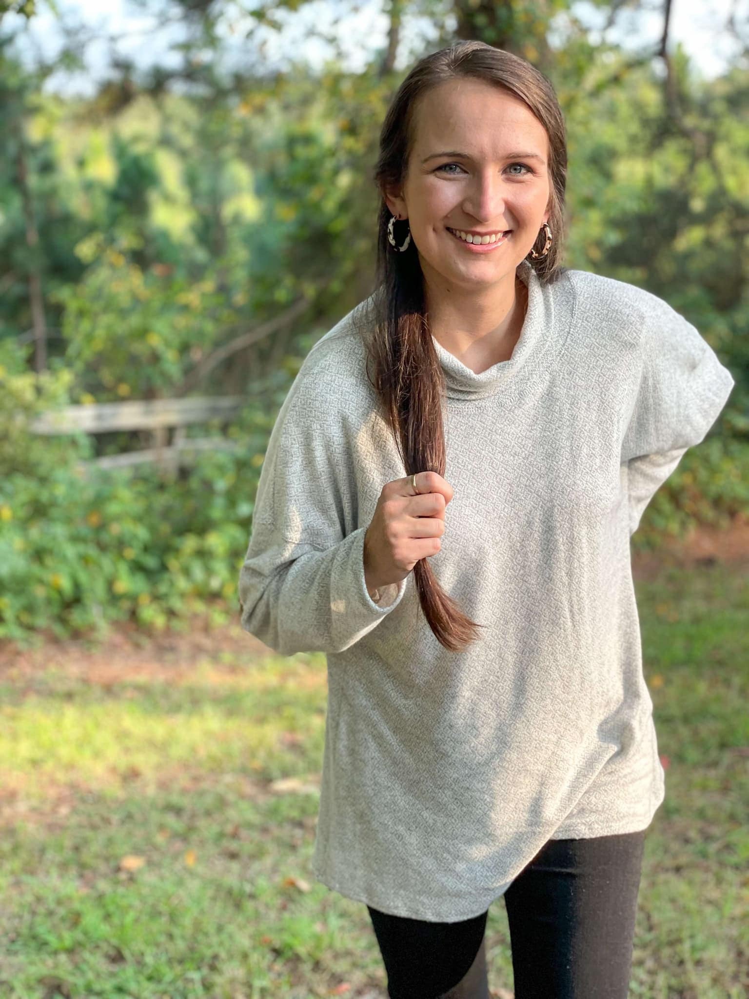 Grey Cowl Neck Pullover