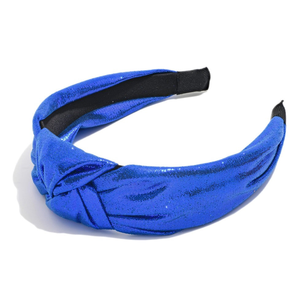 Metallic Knotted Headband - Blue