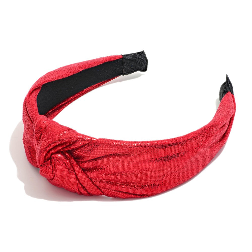 Metallic Knotted Headband - Red