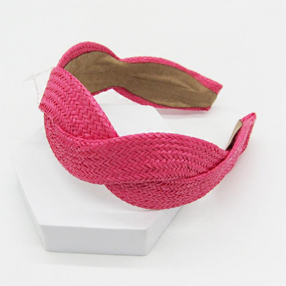 Woven Cross Headband - Pink