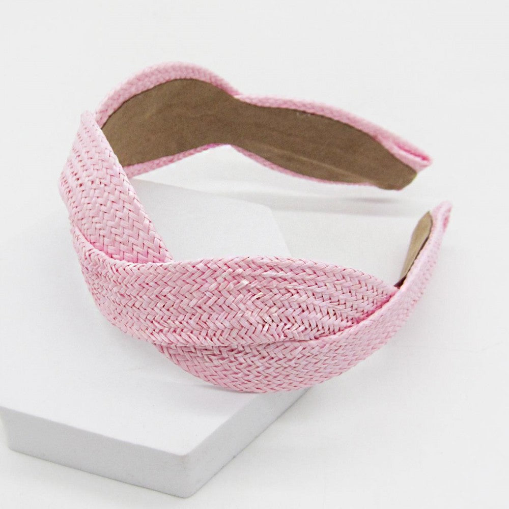 Woven Cross Headband - Lt Pink