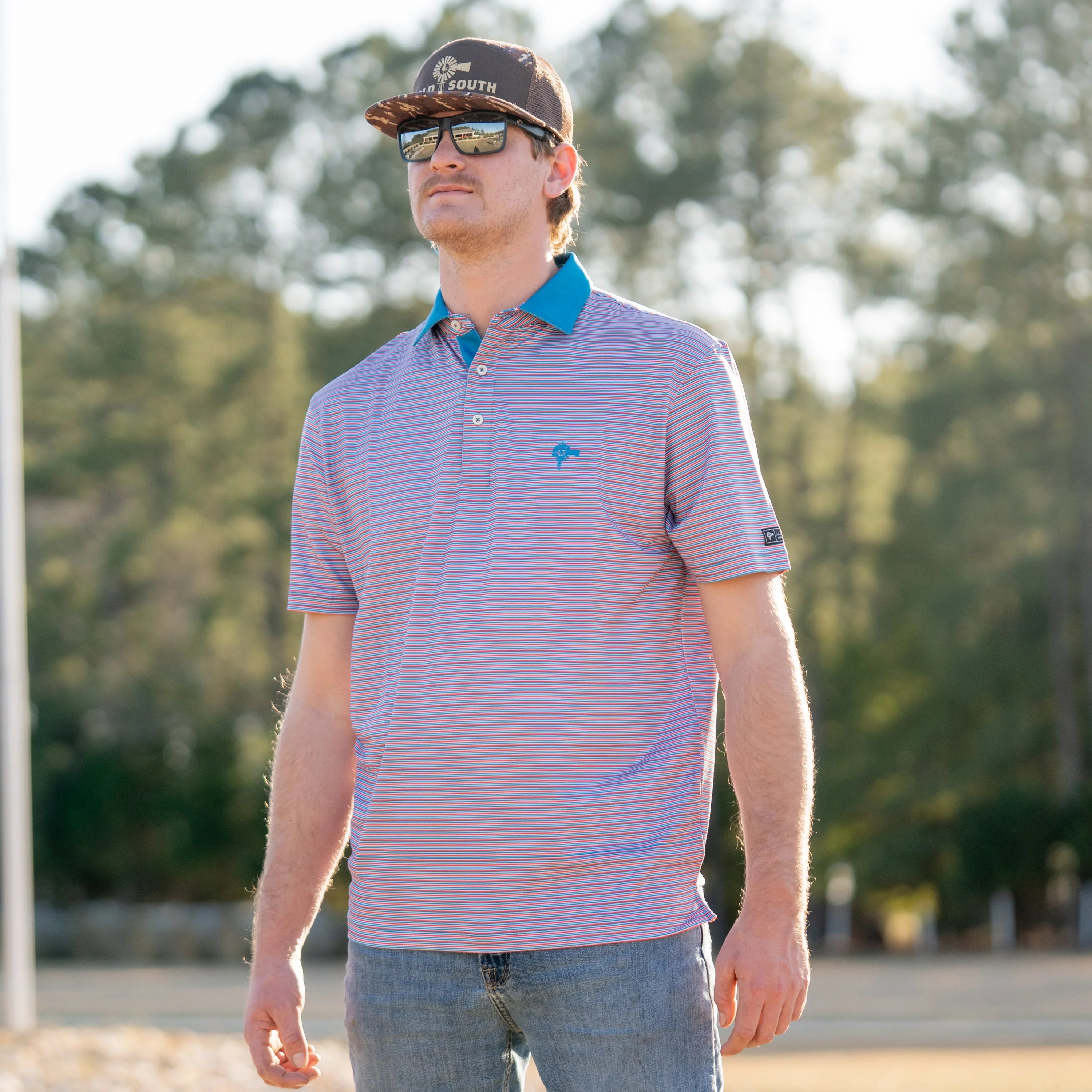 Old South Performance Polo - Rusty Microstripe