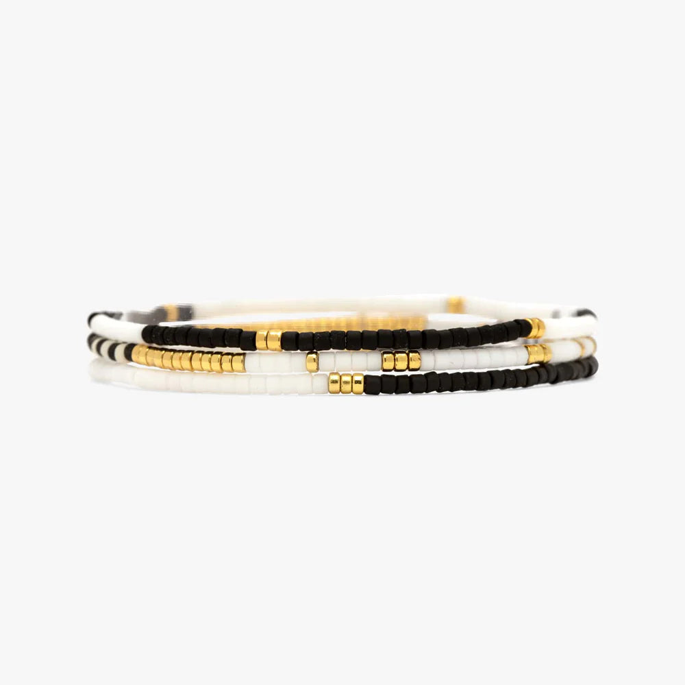 Pura Vida Monochrome Stretch Bracelet - Set of 3